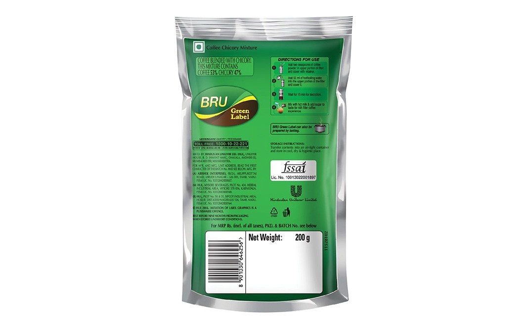 Bru Green Label Coffee    Pack  200 grams